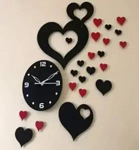 Stylish Heart Shape DIY Wall Clock for Home Décor | Modern 3D Acrylic Sticker Wall Art