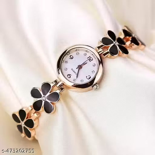 Stylish Rose Gold Flower Bracelet Analog Watch for Girls & Women | Quartz Movement, Elegant Fashion Accessory