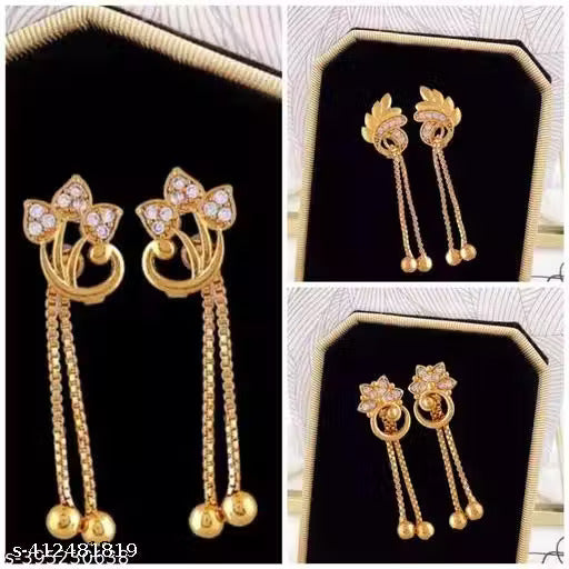 Traditional Jewellery Ethnic Fancy Pearl Studded Gold Platted Oxidised Jhumka Earrings for Girls and Women.